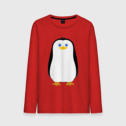 Лонгслив хлопковый мужской Красивый пингвин, цвет: красный