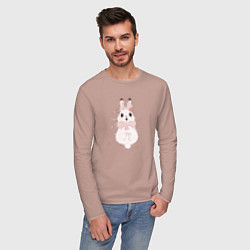 Лонгслив хлопковый мужской Cute white rabbit, цвет: пыльно-розовый — фото 2