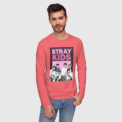 Лонгслив хлопковый мужской Stray Kids boy band, цвет: коралловый — фото 2