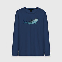 Лонгслив хлопковый мужской Realistic shark, цвет: тёмно-синий