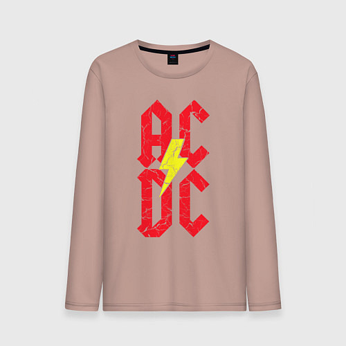 Мужской лонгслив AC DC logo / Пыльно-розовый – фото 1