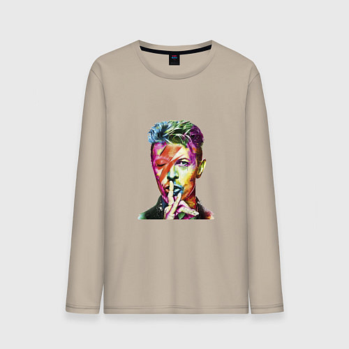 Мужской лонгслив David Bowie singer / Миндальный – фото 1