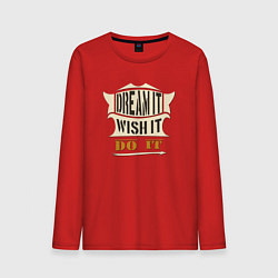 Лонгслив хлопковый мужской Dream it, Wish it, Do it, цвет: красный