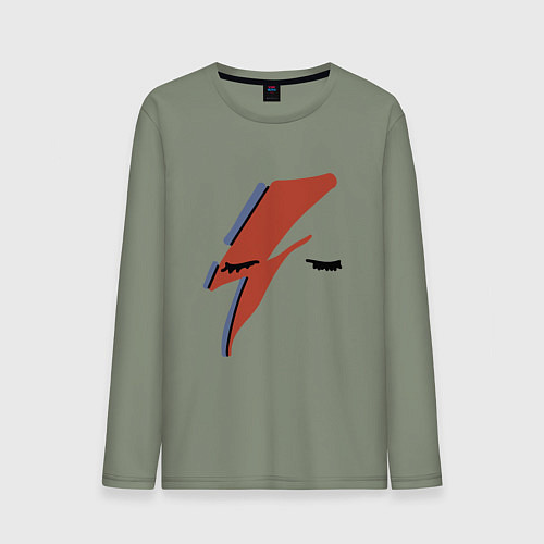 Мужской лонгслив Дэвид Боуи - молния / Авокадо – фото 1
