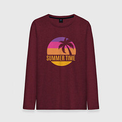 Лонгслив хлопковый мужской Summer time California, цвет: меланж-бордовый