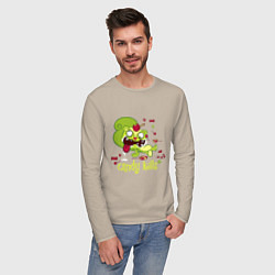 Лонгслив хлопковый мужской Nutty - candy kills, цвет: миндальный — фото 2