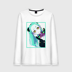 Лонгслив хлопковый мужской Ребекка из киберпанка - нетраннер, цвет: белый