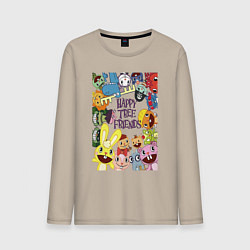 Лонгслив хлопковый мужской Happy three friends - poster, цвет: миндальный