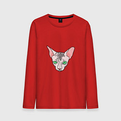 Лонгслив хлопковый мужской Сфинкс - кот без шерсти, цвет: красный