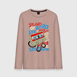 Лонгслив хлопковый мужской Касссета ретро звук, цвет: пыльно-розовый