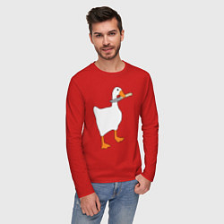 Лонгслив хлопковый мужской Опасный гусь, цвет: красный — фото 2