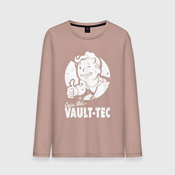 Лонгслив хлопковый мужской Vault boy - join the vault tec, цвет: пыльно-розовый