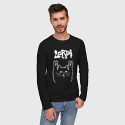 Лонгслив хлопковый мужской Lordi рок кот, цвет: черный — фото 2