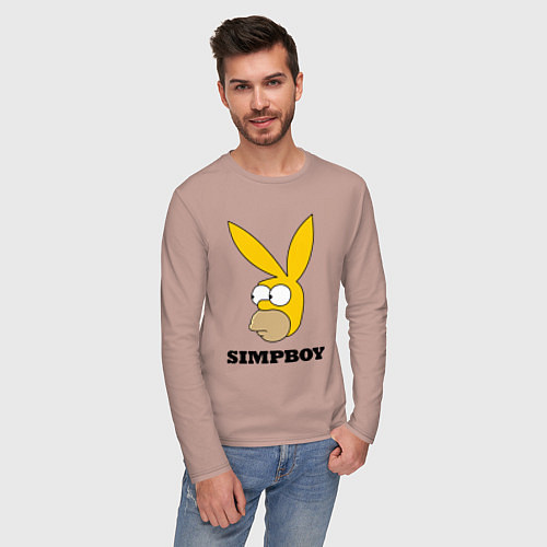 Мужской лонгслив Simpboy - rabbit Homer / Пыльно-розовый – фото 3
