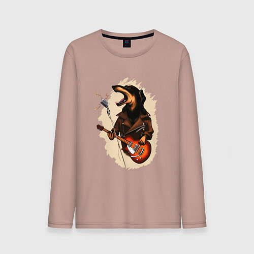 Мужской лонгслив Такса рокер / Пыльно-розовый – фото 1