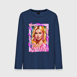 Лонгслив хлопковый мужской Нейросеть - аниме Барби Марго Робби, цвет: тёмно-синий