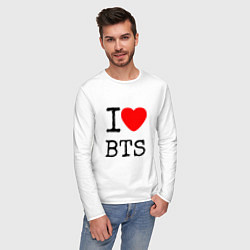 Лонгслив хлопковый мужской I love BTS, цвет: белый — фото 2