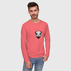 Лонгслив хлопковый мужской Хмурый панда, цвет: коралловый — фото 2
