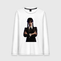 Лонгслив хлопковый мужской Уэнсдей Аддамс, цвет: белый