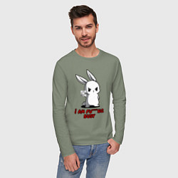 Лонгслив хлопковый мужской Я чертовски занят, цвет: авокадо — фото 2