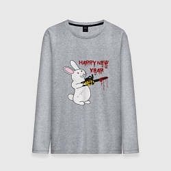Лонгслив хлопковый мужской Злой кролик 2023, цвет: меланж