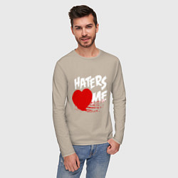 Лонгслив хлопковый мужской Haters love me, цвет: миндальный — фото 2