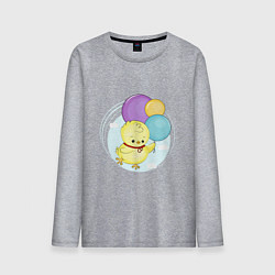 Лонгслив хлопковый мужской Цыпленок с воздушными шарами, цвет: меланж