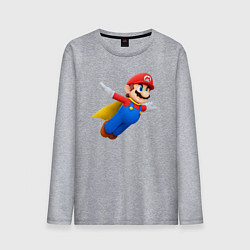 Лонгслив хлопковый мужской Марио в полёте, цвет: меланж