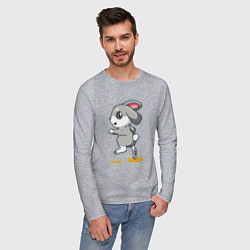 Лонгслив хлопковый мужской Няшка зайка, цвет: меланж — фото 2
