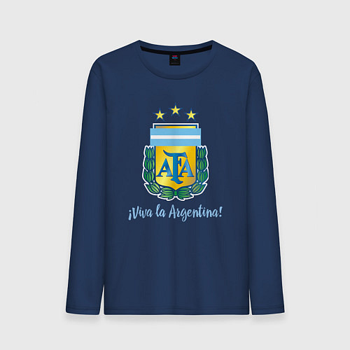 Мужской лонгслив Эмблема федерации футбола Аргентины / Тёмно-синий – фото 1