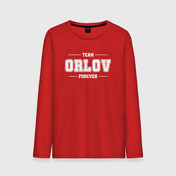 Лонгслив хлопковый мужской Team Orlov forever - фамилия на латинице, цвет: красный