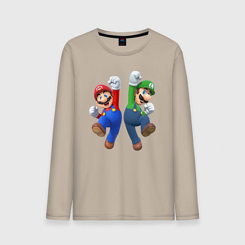 Мужской лонгслив Марио и Луиджи / Миндальный – фото 1