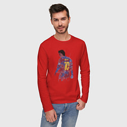 Лонгслив хлопковый мужской Color Messi, цвет: красный — фото 2