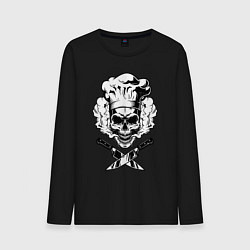 Лонгслив хлопковый мужской The cooks skull, цвет: черный