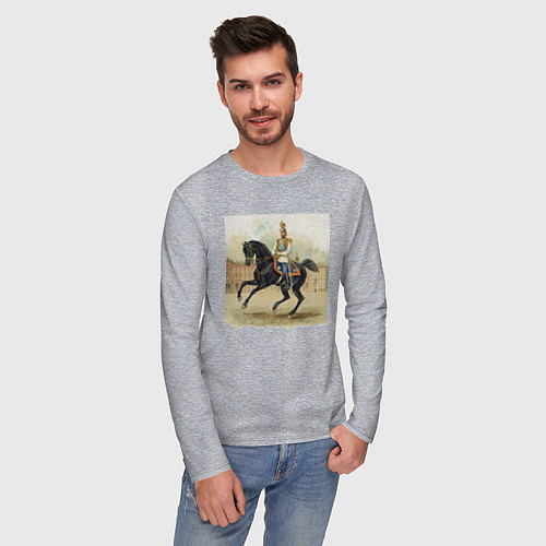 Мужской лонгслив Николай II на коне на дворцовой площади / Меланж – фото 3