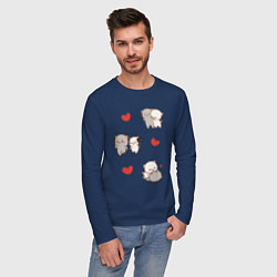 Лонгслив хлопковый мужской Стикеры Котиков, цвет: тёмно-синий — фото 2