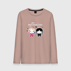 Лонгслив хлопковый мужской Nevermore Уэнздей и Энид Синклер, цвет: пыльно-розовый