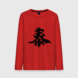 Лонгслив хлопковый мужской Японский иероглиф - Богатство, цвет: красный