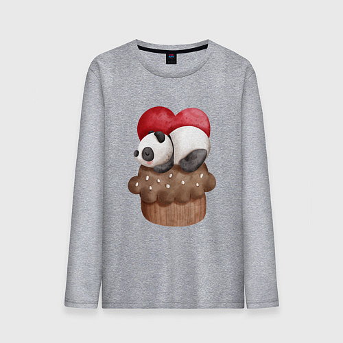 Мужской лонгслив Панда на кексе / Меланж – фото 1