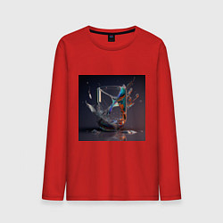 Лонгслив хлопковый мужской Брызги в стакане, цвет: красный