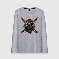 Лонгслив хлопковый мужской Череп-ниндзя, цвет: меланж