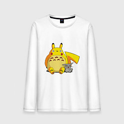 Лонгслив хлопковый мужской Pika Totoro, цвет: белый