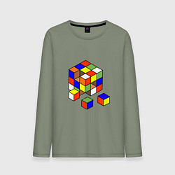 Лонгслив хлопковый мужской Разобранный кубик, цвет: авокадо