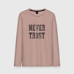 Лонгслив хлопковый мужской Never trust, цвет: пыльно-розовый