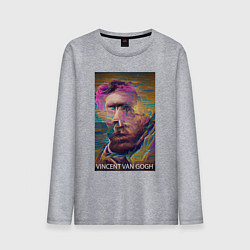 Лонгслив хлопковый мужской Vincent Van Gogh - автопортрет - нейросеть, цвет: меланж