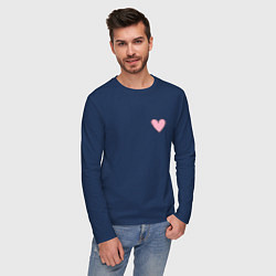 Лонгслив хлопковый мужской Нарисованное сердце - мини, цвет: тёмно-синий — фото 2