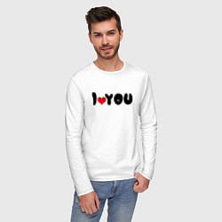 Лонгслив хлопковый мужской I love you день Валентина, цвет: белый — фото 2