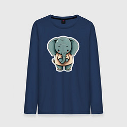Лонгслив хлопковый мужской Слоник в футболке, цвет: тёмно-синий