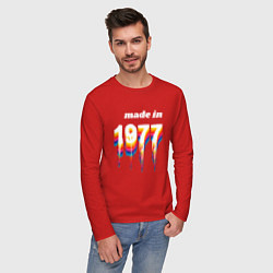Лонгслив хлопковый мужской Made in 1977 liquid art, цвет: красный — фото 2