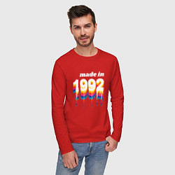 Лонгслив хлопковый мужской Made in 1992 liquid art, цвет: красный — фото 2